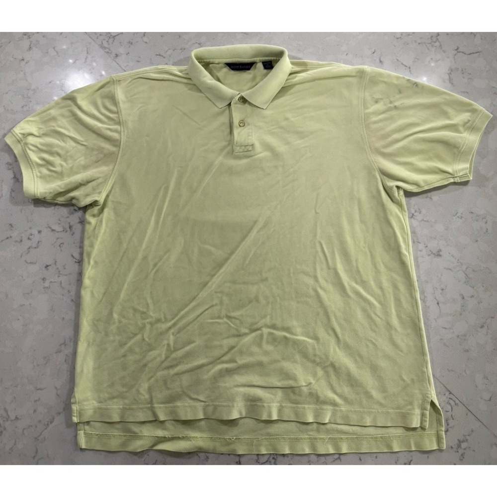 Scott Barber Polo Shirt Mens XL Yellow Pima Cotton Classic Fit Preppy Casual